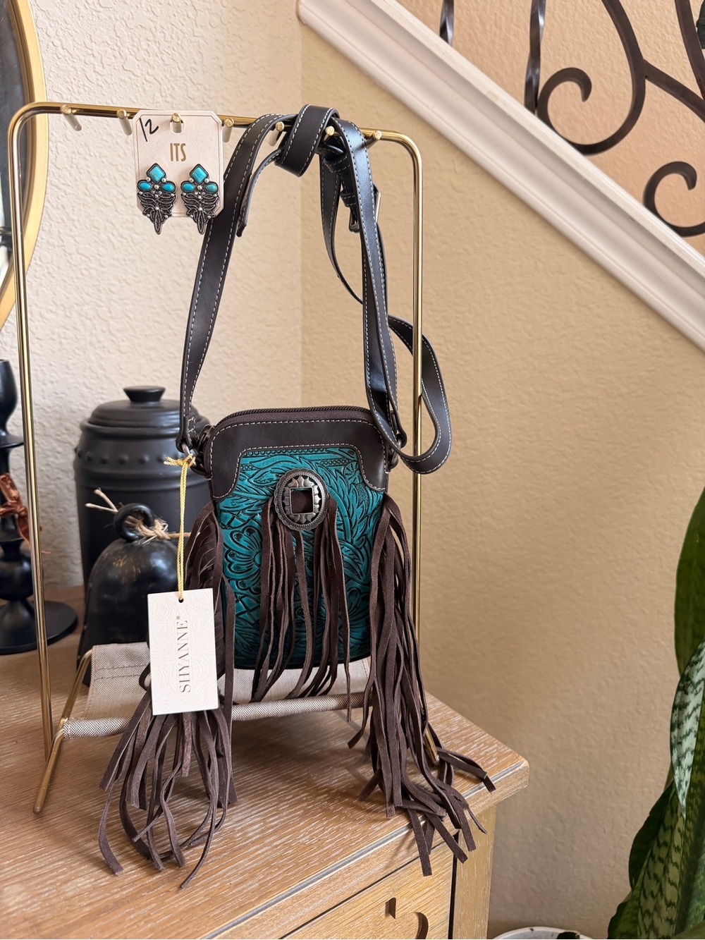 New Shyanne fringe Crossbody Bag and earrings